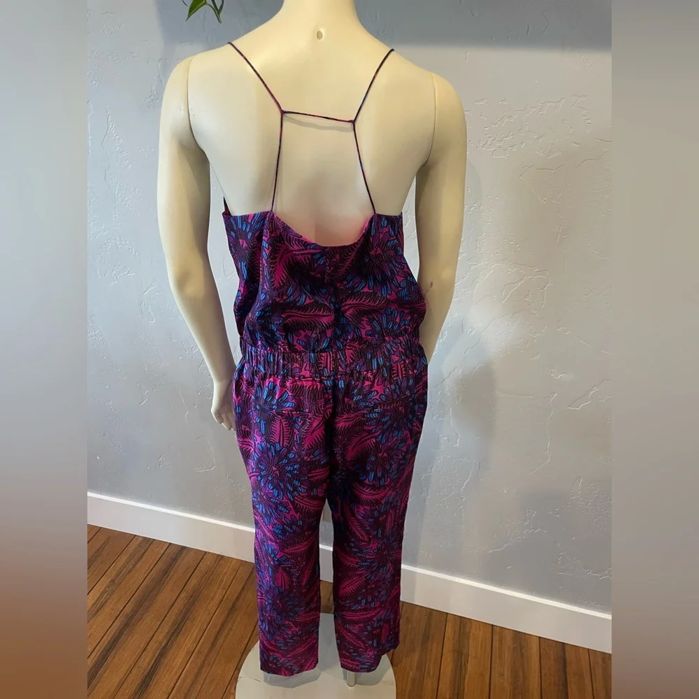 J. Crew Purple & Blue Printed Spaghetti-Strap Jumpsuit
